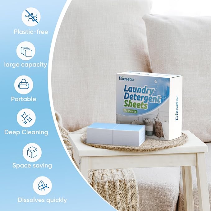 Laundry Detergent Sheets 150 Counts Travel Laundry Sheet ECO-friendly, 300 Small Loads Plastic-Free Clothes Washing Soap-Fresh Linen