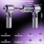 Car Vacuum Cleaner Portable, 22000PA High Power Handheld Vacuum Cordless with Brushless Motor & LED Light, Small Vacuum for Car, Home, Pet, Office