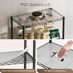 Golpart 5 Tier Shelves Storage Shelf Wire Closet Bathroom Organizers Metal Pantry Kitchen Garage Shelving Unit Laundry Room Organization Home Rack Net Basket Black with Wheels 14”D X 24”W X 61”H