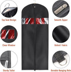 Univivi Garment Bags Clothes Covers for Storage, 60 Inch Dress Garment Bags Hanging Clothes Bags with Zipper, Gown Garment Bag for Long Dresses, Set of 12