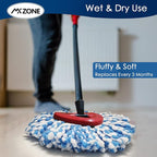 Spin Mop Head Replacement - 4 Pack Microfiber, Blue for O-Ceda Spinning Mop, EasyWring RinseClean, 2 Tank System Bucket