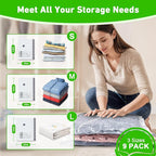 Vacuum Seal Bags for Clothing with Wireless Electric Pump - Travel & Home Use, 9 Pack Ideal Space Saver Vacuum Storage Bags, Travel Vacuum Bags for Luggage