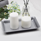 Vintage Farmhouse Decor Metal Vanity Tray(2 Pack),Countertop Guest Hand Towel Storage Organizer Tray Dispenser, Sturdy Holder for Perfume,Cosmetics, Jewelry, Makeup Bathroom Organizer (Silver)