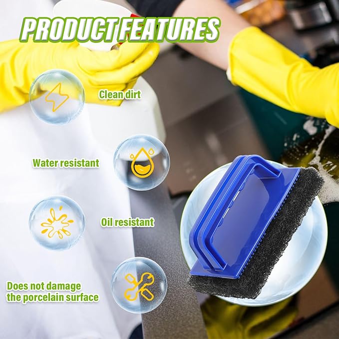 5 Pack Electric Cleaning Brush Pad Kitchen Bathroom Household Cleaning Pad Swimming Pool Wall Cleaning Brush Heavy Duty Griddle Scrubber Scouring Pad and 1 Pack Handle kit(Black)