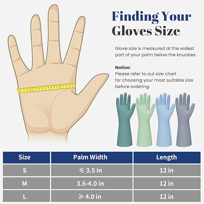 Rubber Kitchen Dishwashing Gloves - 4 Pairs Colorful Reusable Household Cleaning Gloves For Washing Dishes And Cleaning Tasks，Flexible And Durable Waterproof (Large, Dark Green+Blue+Green+Gray)