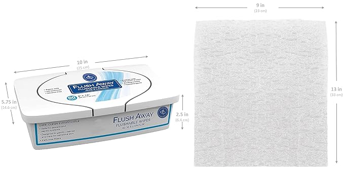 Flush Away Flushable Wipes Made With Aloe and Lanolin (60 Count Tub) PACK OF 3