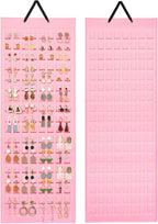 Lolalet Hanging Earring Holder Organizer with 20 Hooks for Women, Earring Organizer Wall Earrings Hanger Pierced Earring Storage, Felt Stud Earring Display, 608 Holes for Earrings - Pink, 1 Pack
