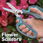 CYRUS Flower Scissors Floral Shears for Cutting Flowers,Garden Shears with Integrated Stab Remover,Florist Cutters Rose Snips,Blue