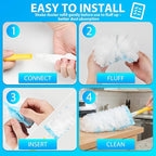 60 Count Larger Size Duster Refills for Swiffer Dusters with 1 Handle - Multi-Surface Feather and Microfiber Duster Disposable Alternative, Heavy Duty Cleaning Kit for Home, Furniture, Blinds and Vent