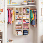 Ofiray-home 5 Tier Hanging Closet Organizer, 14 Compartments Sweater Organizer for Closet with 3 Sturdy Hooks, Closet Organizers and Storage, Wardrobe, Rv, Garment Rack, Beige