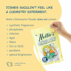 Nellie's Dishwasher Powder - 50 Load - Plant-Based Dishwasher Detergent - Septic Safe, Fragrance-Free - Easily Penetrates Grease & Food Particles - Phosphate-Free - (Made in Canada)