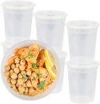 Restaurantware-Asporto 32 Ounce To Go Boxes, 100 Microwavable Round Soup Containers - Clear Plastic Lids Included, Do Not Contain BPA, Clear Plastic Soup Containers, Disposable