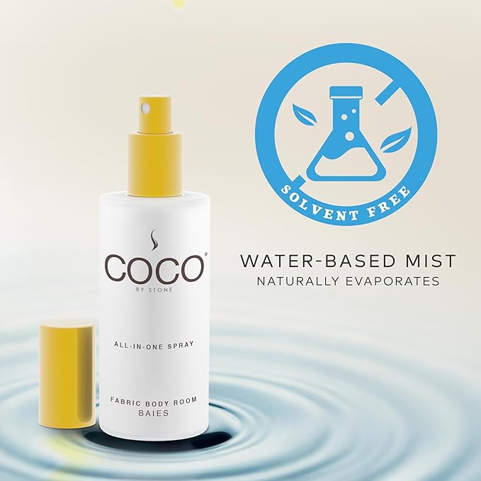 COCO by Stone 5oz All-in-One Spray (Baies) Shake & Spray Formula for Fabric, Pillows, Interiors, Clothing, Home Fragrance Accessories, Room Perfume, Room Deodorizer, Vegan & Cruelty-Free