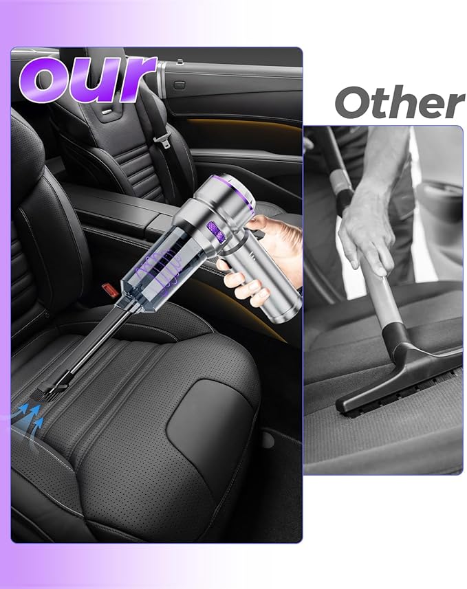 Car Vacuum Portable Cordless, 16000PA Handheld Vacuum Cleaner and Air Duster 4 in 1 with HEPA Filter Multi Nozzles Brushless Motor Type-C Charge for Home Office Desk Keyboards Pet Hair