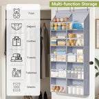 AOODA 2 Pack Over the Door Organizer, Large Capacity Closet Door Hanging Organizer, Clear Deep Pockets Baby Organizer Storage for Nursery, Bathroom, Bedroom, Pantry, Diapers (Grey)