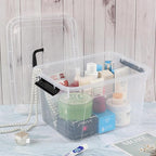 Anbers Plastic Lidded Storage Bins, 4 Packs Latching Storage Container Box (10.5 Qt)