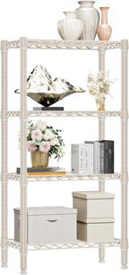 M MZG 1000 lbs 4-Shelf Standing Storage Shelves Heavy Duty Metal Shelving Unit Adjustable Wire Rack for Office Garage Kitchen, Light Tan 11.8 D x 23.6" W x 47.5" H