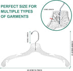 Quality Hangers 96 Pack Clear Plastic Hangers with Super Easy 360 Degree Swivel Hook – Shirt Hangers with Precision Notches for Secure Hanging – Slim Crystal Coat Hangers – 17 Inches (96, 17")