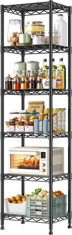 DurayLoly 6 Wire Shelving Metal Shelves Storage Rack:Adjustable Storage Shelves Standing Shelf Units and Narrow Shelf for Laundry Bathroom Kitchen Pantry Closet Office 15.8" w*11.8" D*63" H