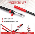 20 Foot High Reach Dusting Kit with 5-12 Foot Extension Pole // High Ceiling Duster with Telescopic Pole // Cobweb Microfiber Duster // Outdoor & Indoor Extendable Duster Cleaning Kit