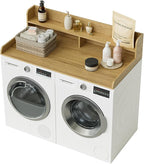 2-Tier Washer Dryer Countertop, Laundry Room Organization and Storage, 27.6" x 54" Wood Laundry Countertop for Washer and Dryer, Natural