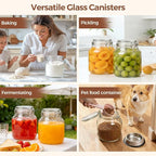 ComSaf 2-Pack 74oz (0.6 Gal) Wide-Mouth Glass Jars with Airtight Clamp Lids, Large Food Storage Containers for Flour, Sugar, Coffee & Pantry Organization, Includes Measuring Cup & Reusable Labels