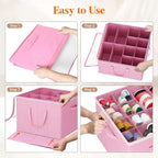 Lifewit 6 Pack Shoe Storage Organizer for Closet, Large Shoe Box Storage Containers with Clear Cover, Foldable Storage Bins Fit for Boots Fits 72-96 Pairs (Each 12-16 Pairs) Pink