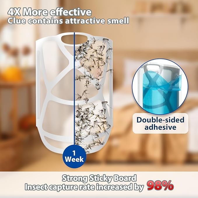 Flying Insect Trap for Indoors, Plug-in Fruit Fly Trap Catcher, Adjustable Lighting Bug Zapper for House Flies, Mosquitoes, Fruit Flies, Gnants, and Mosquitos, Office (Include 5 Refills)