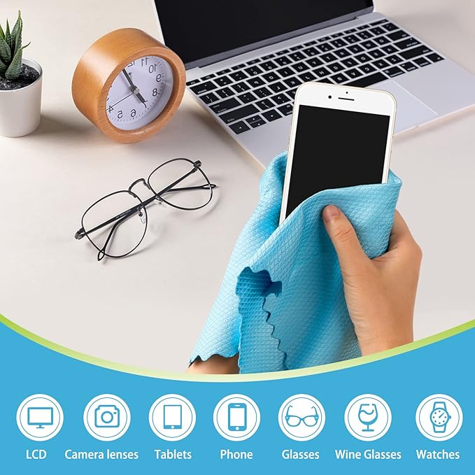 AIDEA Microfiber Glass Cleaning Cloth, 8PK, Premium Microfiber Glass and Window Cleaner, Lint Free Quickly Clean Windows, Glasses, Windshields, Mirrors, Stainless Steel, 12"x12"