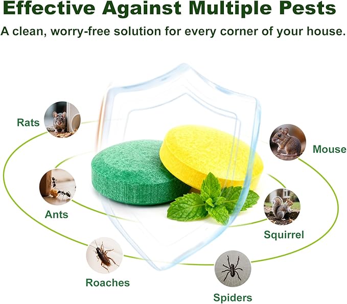 Rodents Repellent with Peppermint Oil for Squirrel - Mouse/Rat/Mole Repellent Balls for Indoor/Outdoor, Car Engines, Garage, Attic - Mice Deterrent Alternative to Moth Balls & Mouse Traps.