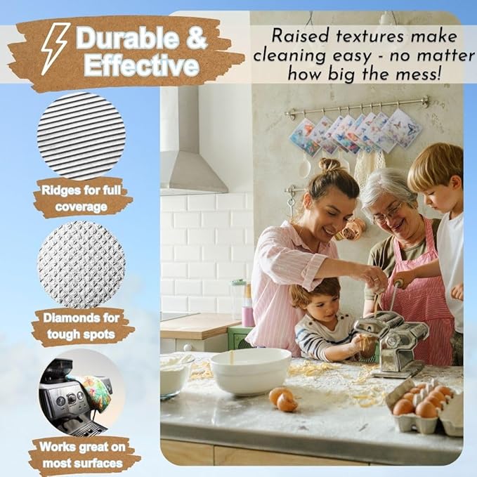 Swedish Dishcloths for Kitchen - Ecofriendly Reusable Paper Towels, Biodegradable Dish Cloths - Cellulose Sponge Dish Cloths for Washing Dishes - 8 Pack (Butterfly)