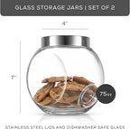 JoyJolt All-Sides Cookie Jar. Set of 2 Cookie Jars for Kitchen Counter with Lids, Candy Jar, Dog Treat Container, Laundry Detergent Container, Large Canisters, Half Gallon Glass Jar with Lid Airtight