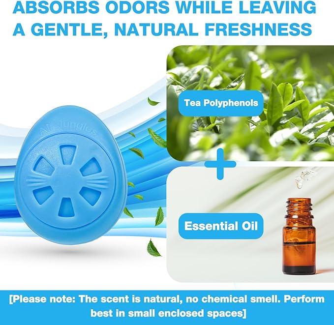 Air Jungles Shoe Deodorizer Balls 12 Ct, Fresh Linen Scent, Odor Remover Balls for Sneakers, Gym Bags, Lockers, and Drawers, Essential Oil Provides Natural Freshness