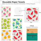 Harps&Seb Swedish Dishcloths for Kitchen Dish Towels - 5 Pack, Non-Scratch Reusable Paper Towels, Super Absorbent Washable Swedish Dish Cloths, No Odor, Biodegradable,Summer Design