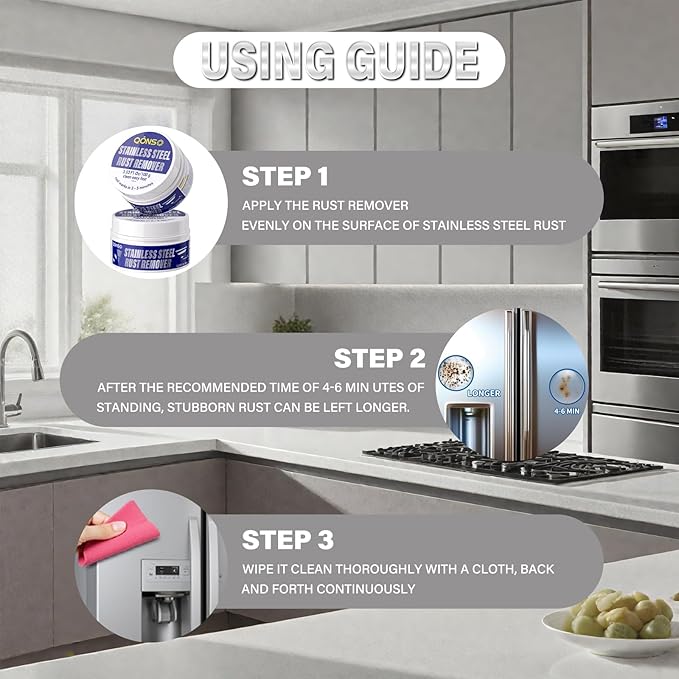 Rust Remover for Stainless Steel, Stainless Steel Rust Remover for Refrigerator,Table,Grill Stubborn Rust,Rust Spots, 1 Bottled, 3.5oz