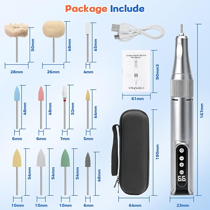 Cordless USB Polishing Machine,35000RPM Mini Polisher Kit with 11 Attachments for Gently Smooths Edges,After Repair Cleaning Creating,Removes Stains,Polishing Head Set with Instructions & Case