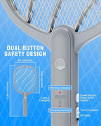 Electric Fly Swatter, 3800V Handheld Bug Zapper Racket, Type-C Rechargeable, Mosquito Zapper for Indoor Outdoor, 3-Layer Safety Mesh, Easy to Use, Lightweight (Basic 2 Pack)