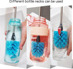 Long Bottle Brush, 17 in Bendable Cleaner Brushes for Cleaning Neck Beer Bottles, Wine, Baby Bottles, Water Bottles, Tumblers, Flask, Bird Feeder, Vase, Pipes and Brewing Supplies Black + Blue/2Pack