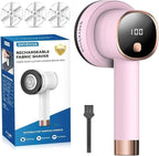 Rechargeable Fabric Shaver for Clothes: 6-Leaf Blades & 3 Speeds to Remove Pilling, Fuzz & Lint Balls - with LED Display, Portable Electric Lint Remover for Sweater, Couch, Blanket, Furniture