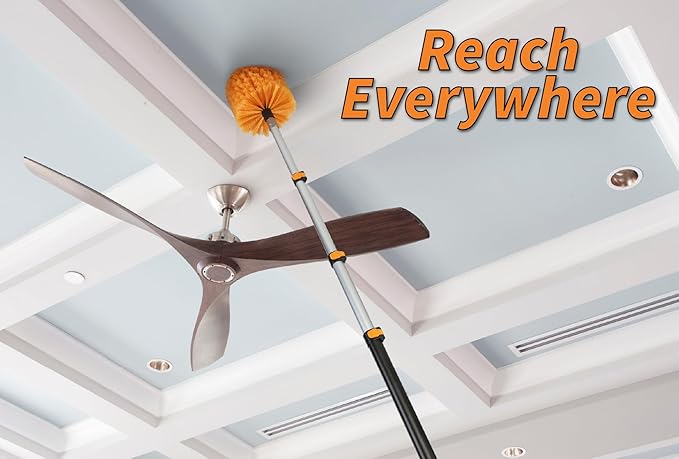 18-48״ Cobweb Duster with Extension Pole Outdoor & Indoor // Cobweb Brush and Spider Web Remover for Outside & Inside Use // Spider Brush with Lightweight & Sturdy Telescopic Extension Pole