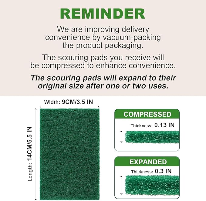 AIDEA Heavy Duty Scouring Pads, Dish Scrubber Pads for Household and Kitchen, Multipurpose Scour Pads for Cleaning, 96 Pack, 5.5in*3.5in