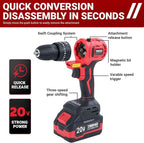 TEENO 20V MAX Power Tool Combo Kit, 7 Tool Cordless Power Tool Set with 3.0Ah Battery, Charger, and Tool Box Included, Brushless Combo Kit for Home Improvement, Yard Work & Woodworking