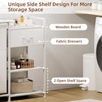 Somdot Laundry Hamper with Fabric Drawer and Shelves, Laundry Basket Sorter with 15.8 Gallons (60L) Pull-Out and Removable Bag, White Leather