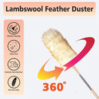 Cedenoo Lambswool Duster Extendable 22–55 Inch Natural Wool Duster with Flexible Head for Ceilings Furniture Blinds Electronics Washable Reusable