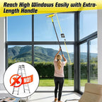 Window Squeegee with Extension Pole for Home, Professional Squeegee for Window Cleaning Tool Kit with Scrubber, 2 in 1 Rotatable Window Washing Kit for Car Glass Shower Indoor & Outdoor High Windows