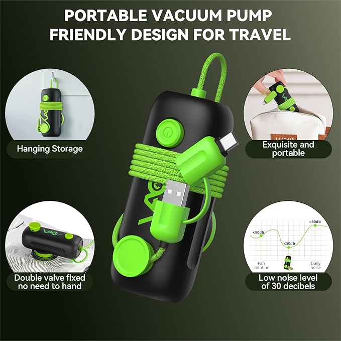 Vacuum Bags for Travel - USB Electric Pump, 6 Pack Carry-on Size Vacuum Seal Bags for Clothing - Space Saver Vacuum Storage Bags for Luggage, Travel Essentials.