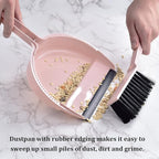 Small Mini Broom & Pink Dustpan Set for Home Kitchen Office Car