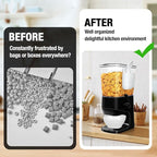 Cereal Dispenser Countertop Wath Bowls and Spoons Cereal Containers Storage for Pantry Snack Organizer Dry Food Storage Container with Lid for Kitchen Organization Oatmeal Nut Granol（Black 1 pack ）