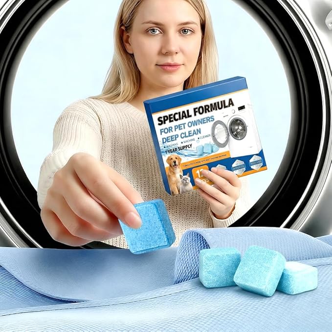 Washing Machine Cleaner Tablets, 2026 New Washer Cleaner Tablets, Deep Cleaning Pet Hair Remover for Laundry Room, Eco-Friendly Odor Remover for Pet Owners (2pcs)