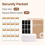 ComSaf Spice Jars with Label 4oz 16 Pack, Glass Spice Jars with Bamboo Lid, Small Seasoning Containers with 54 Black Labels, Stackable for Kitchen, Pantry Organization, Loose Tea, Herbs, Powders, Salt